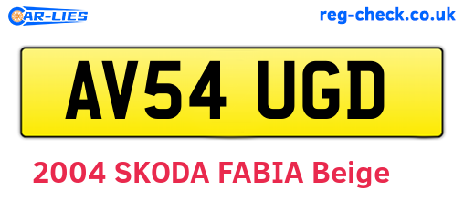 AV54UGD are the vehicle registration plates.