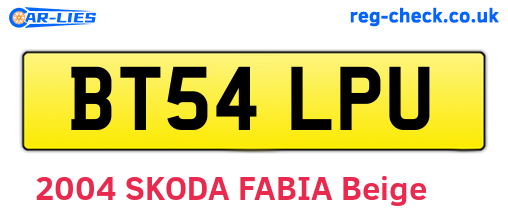 BT54LPU are the vehicle registration plates.