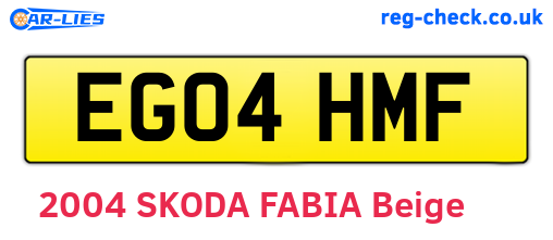 EG04HMF are the vehicle registration plates.