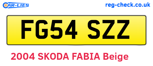 FG54SZZ are the vehicle registration plates.