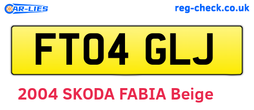 FT04GLJ are the vehicle registration plates.