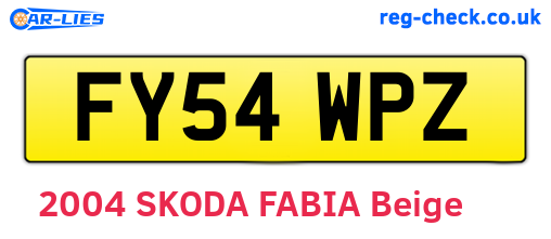 FY54WPZ are the vehicle registration plates.