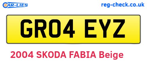 GR04EYZ are the vehicle registration plates.