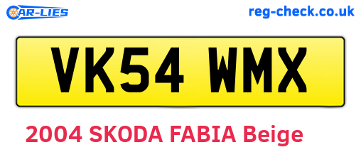 VK54WMX are the vehicle registration plates.