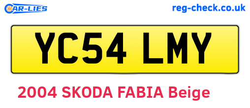 YC54LMY are the vehicle registration plates.