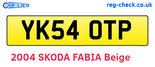 YK54OTP are the vehicle registration plates.