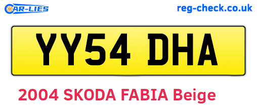YY54DHA are the vehicle registration plates.
