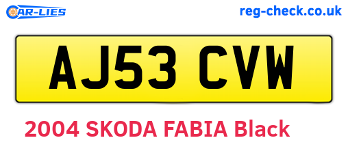 AJ53CVW are the vehicle registration plates.