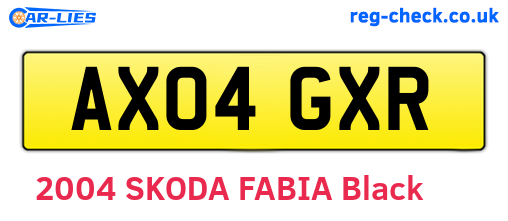 AX04GXR are the vehicle registration plates.