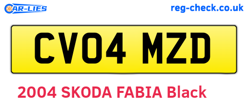 CV04MZD are the vehicle registration plates.