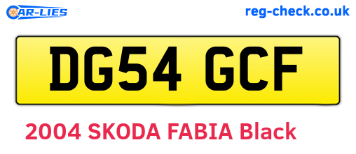 DG54GCF are the vehicle registration plates.