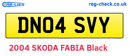 DN04SVY are the vehicle registration plates.