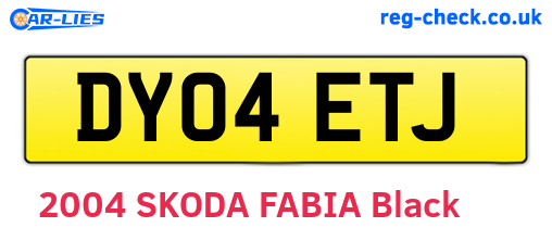 DY04ETJ are the vehicle registration plates.