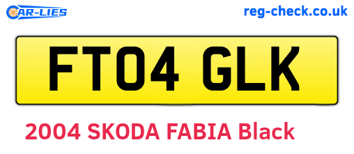 FT04GLK are the vehicle registration plates.