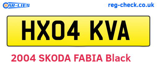 HX04KVA are the vehicle registration plates.