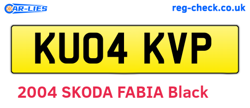 KU04KVP are the vehicle registration plates.