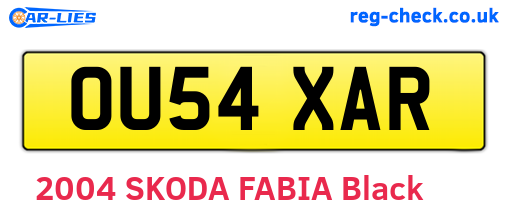 OU54XAR are the vehicle registration plates.