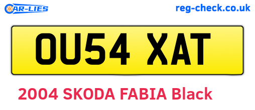 OU54XAT are the vehicle registration plates.