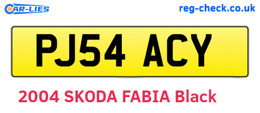 PJ54ACY are the vehicle registration plates.