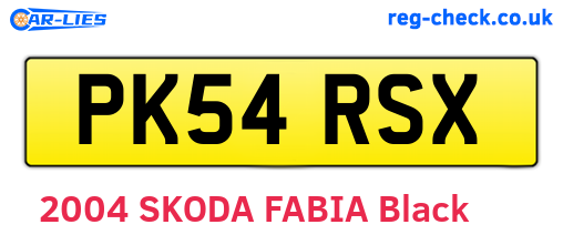 PK54RSX are the vehicle registration plates.