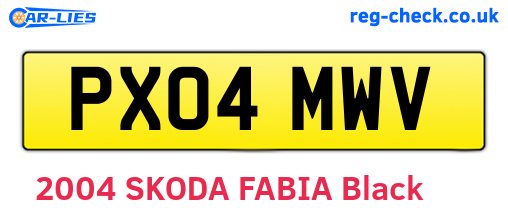PX04MWV are the vehicle registration plates.