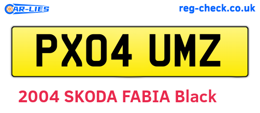 PX04UMZ are the vehicle registration plates.