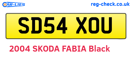 SD54XOU are the vehicle registration plates.