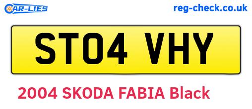 ST04VHY are the vehicle registration plates.