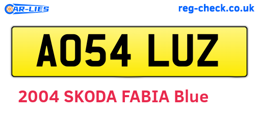AO54LUZ are the vehicle registration plates.