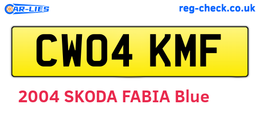 CW04KMF are the vehicle registration plates.