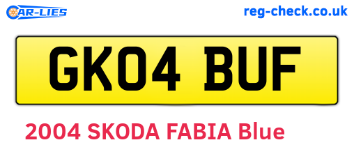 GK04BUF are the vehicle registration plates.