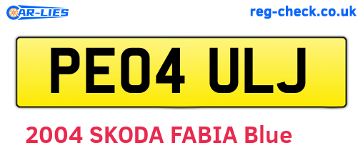 PE04ULJ are the vehicle registration plates.