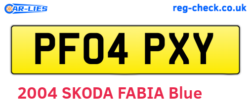 PF04PXY are the vehicle registration plates.