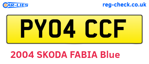 PY04CCF are the vehicle registration plates.