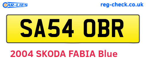 SA54OBR are the vehicle registration plates.