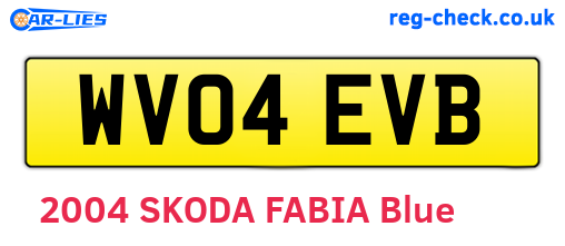 WV04EVB are the vehicle registration plates.