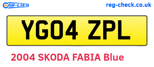 YG04ZPL are the vehicle registration plates.