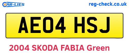 AE04HSJ are the vehicle registration plates.