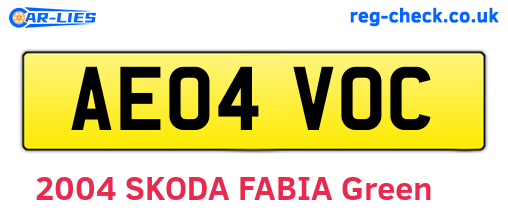 AE04VOC are the vehicle registration plates.