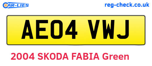 AE04VWJ are the vehicle registration plates.