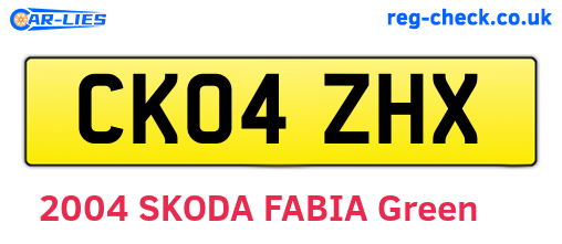 CK04ZHX are the vehicle registration plates.