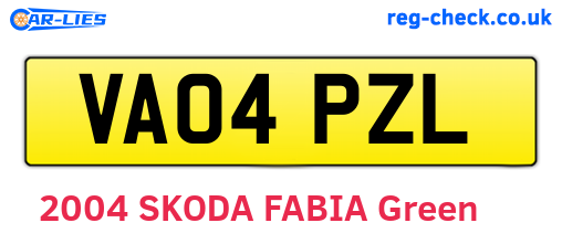 VA04PZL are the vehicle registration plates.