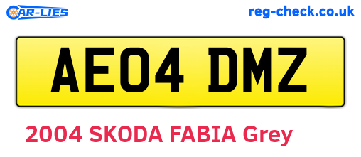 AE04DMZ are the vehicle registration plates.
