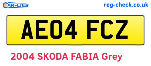 AE04FCZ are the vehicle registration plates.