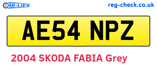AE54NPZ are the vehicle registration plates.
