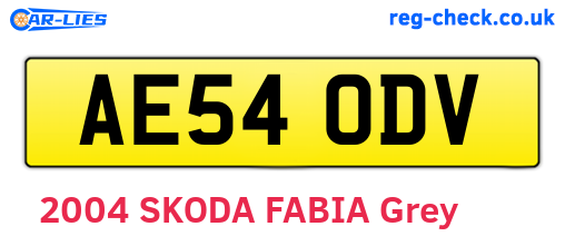 AE54ODV are the vehicle registration plates.