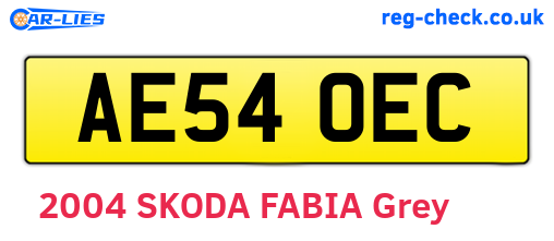 AE54OEC are the vehicle registration plates.