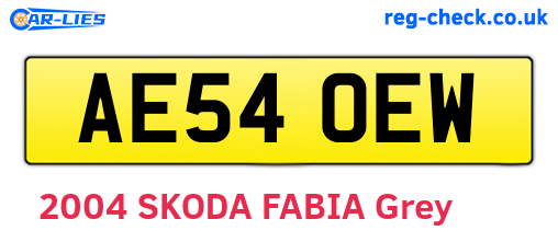 AE54OEW are the vehicle registration plates.