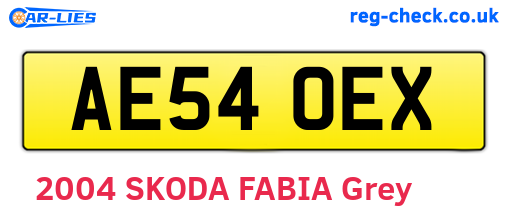 AE54OEX are the vehicle registration plates.