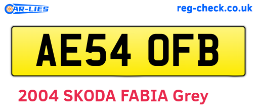 AE54OFB are the vehicle registration plates.